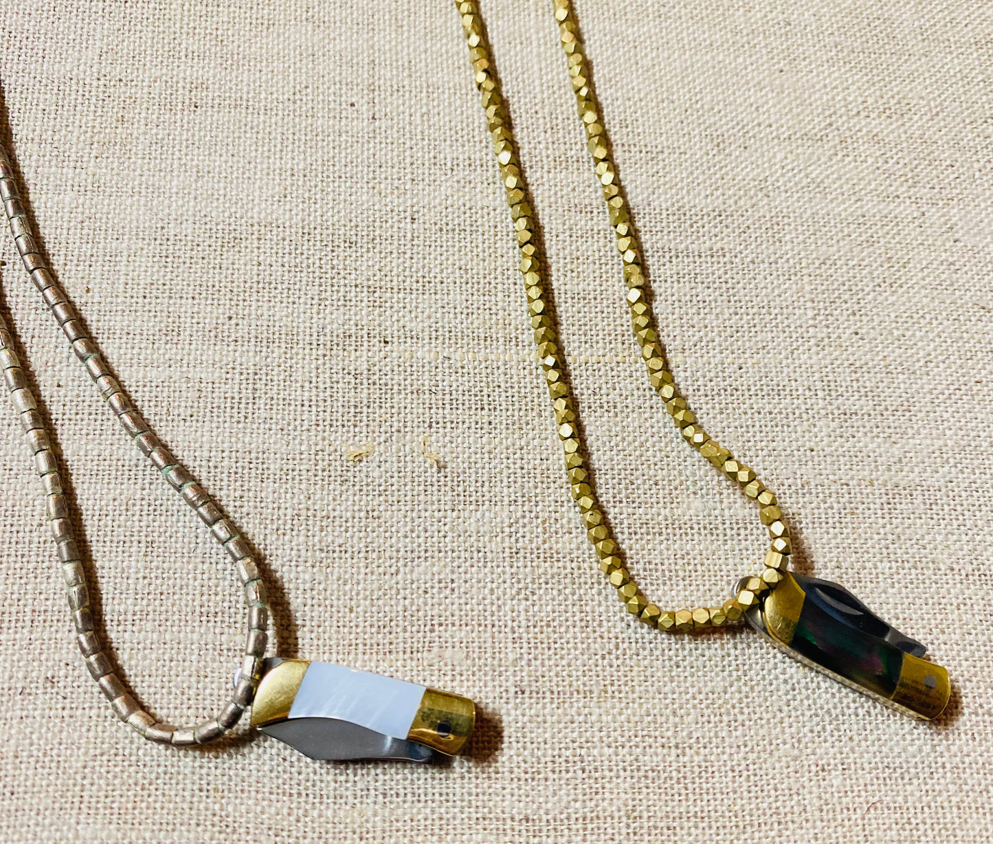 MINI brass shell knife: Blue