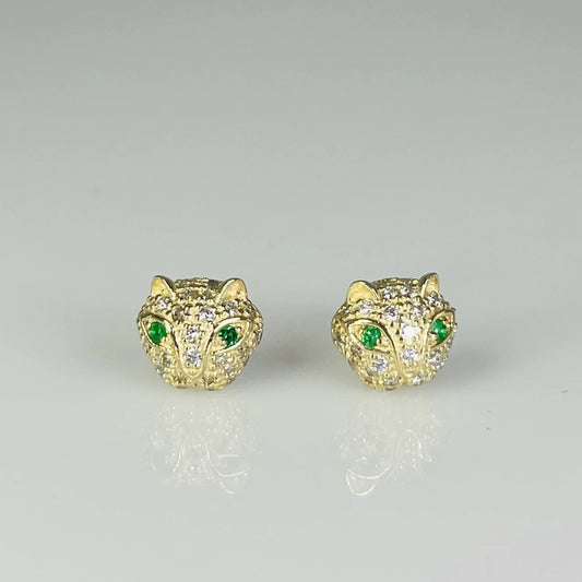 Diamond + Emerald Panther Earrings