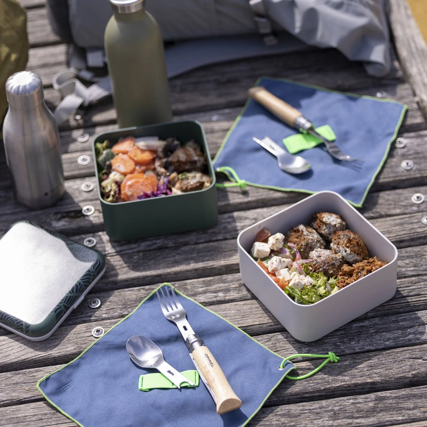 Opinel Picnic + Cutlery Set with No. 8 Folding Knife