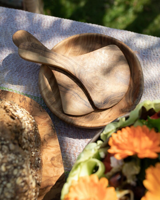 Olive Wood Scoop Salad Server