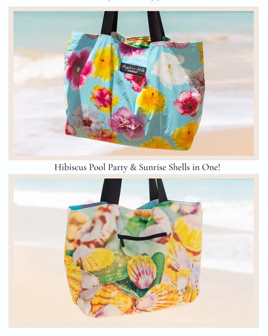 Sunrise shell | Hibiscus Reversible Tyvek Tote