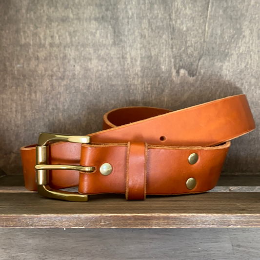 Brass Square Buckle Belt Thick